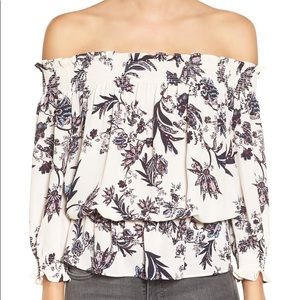 EUC Chelsea 28 smocked off the shoulder floral top